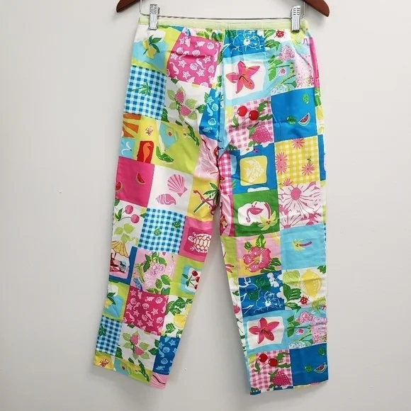 Bamboo Traders Capris Cropped Pants Flamingos Turtles Size 6 - Picture 2 of 7